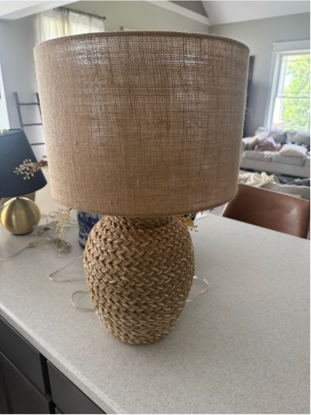 Brown Woven Basket Table Lamp